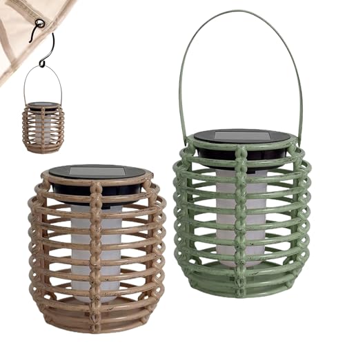 Tuxxjzm Luces solares de jardín, faroles solares para decoración al aire libre, ratán impermeable, farol decorativo para jardín, patio, césped, porche, , patio, árboles