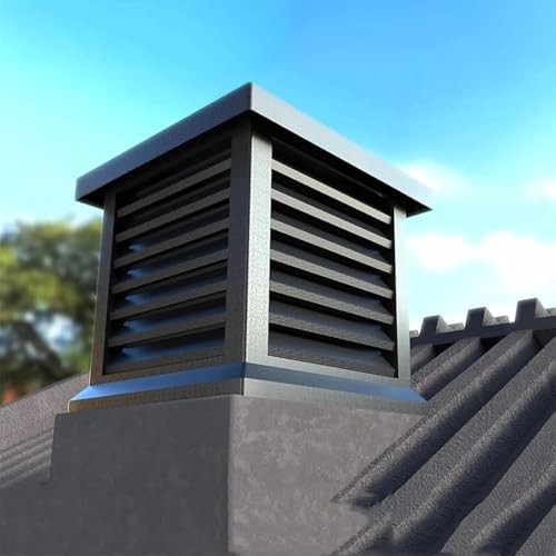 Villa Cowl Chimney Cap - Aluminum Alloy Square Tapered Top Vent, Windproof & Rainproof Cover for Outdoor Fireplace & Chimney, Durable & Stylish Roof Protection