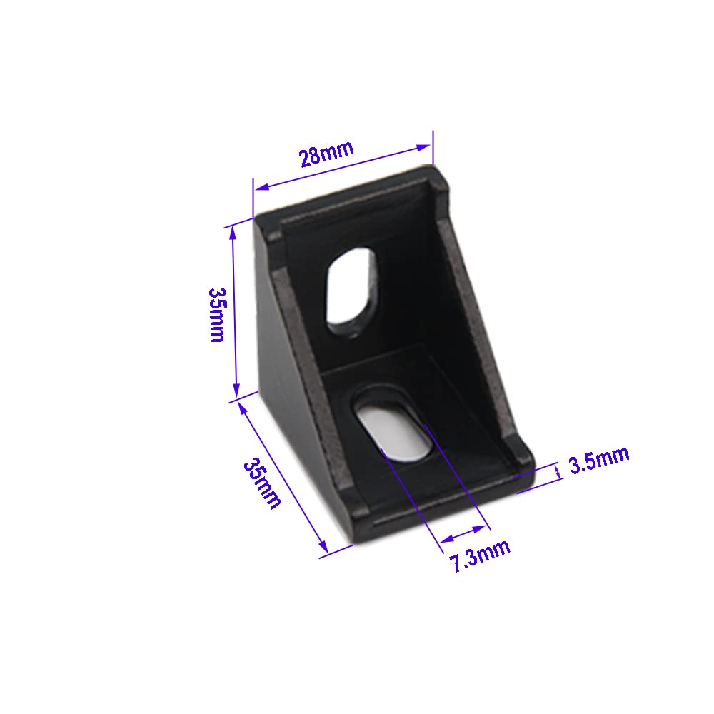 Yeebyee 3030 Right Angle Corner Bracket Gusset 2 Hole with M6x10mm Screws and T-Nuts for 8mm Slot 3030 Series Aluminum Extrusion Profile - Image 3