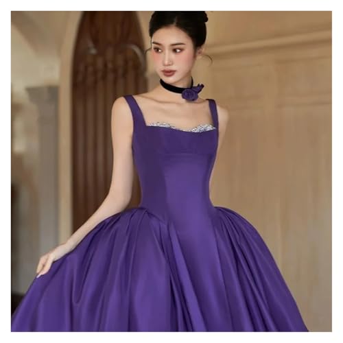 MZSKLW Robe de soirée style caraco, robe longue sans manches for fête d'anniversaire, cérémonie de passage à l'âge adulte(L) – vue 5