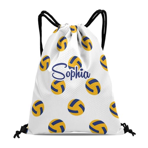 Cute Volleyball Personalized Drawstring Bag Backpack Sackpack Custom String Bag Cinch Water Resistant Oxford for Gym Yoga Sport