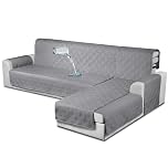 TAOCOCO Waterproof Sectional Sofa Covers,3 Seater L Shaped Chair Covers,3-Piece Reversible Couch Covers for Pets Kids,Corner Waterproof Sofa Protector With Elastic Straps(Pale Grey)