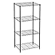 Catter House Klaus Metallregal mit Gitter, 120-56 x 35 x 120 cm, Schwarz mit 4 Böden, belastbar bis 140 kg, verchromtes Finish und einfach zu montieren