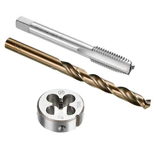 sourcing map Gewindebohrer Set M10 x1.5, LinksgewindeGewindeschneider und Schneideisen und Hss Bohrer Set