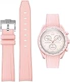 Yhmoo WatchBands for Moonswatch Watch Rubber for Omega x Swatch MoonSwatch 20mm Rolex Seiko Watch Silicone Men with Stainless Steel Replacement Bracelet Original Bracelet Omega x Swatch MoonSwatch Speedmaster (pink)