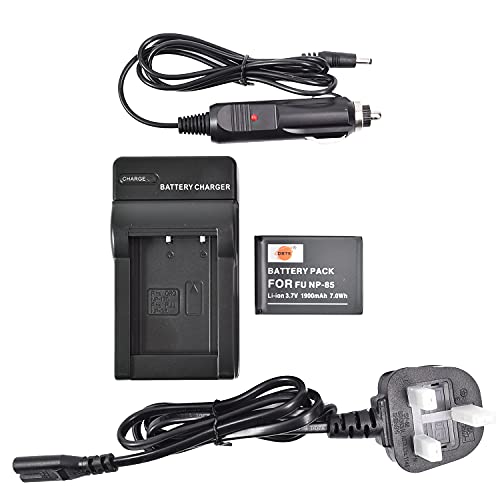 DSTE NP 85 Batería recargable de iones de litio + cargador de viaje y coche DC122U compatible con cámara digital Fujifilm FinePix S1 SL240 SL245 SL260 SL280 SL300 SL305 SL1000