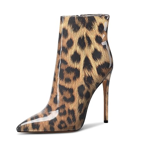 Castamere Womens High Heel Ankle Boots Pointed Toe Slip-on Stiletto Boot with Zipper 12CM Heels