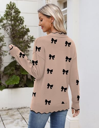 Image of Zeagoo Women's 2026 Fall V Neck Sweater Long Sleeve Lightweight Knit Tops