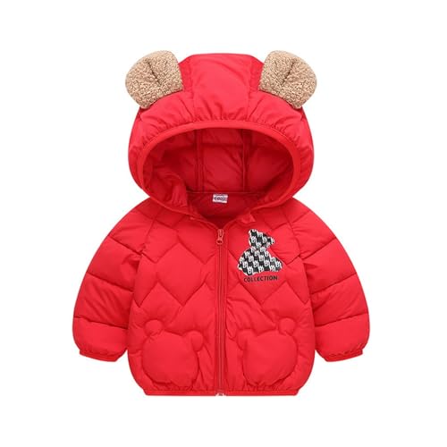 Generisch Chaqueta de invierno cálida con forro polar para niños, forro polar suave para climas fríos, resistente al viento, aislamiento grueso, acolchado, rojo, 3-4 años