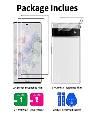 [2+2 Pack] For Google Pixel 6 Pro Screen Protector 6.7 Inch And Camera Lens Protector, 9H Tempered Glass, Hd Clear, Anti Scratch, Fingerprint Support #TOP6