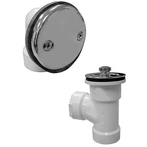 Jones Stephens B07101 Chrome Plated Two-Hole Bath, Direct Half T-Waste PVC 1/2 KIT W/CP Lift & Turn