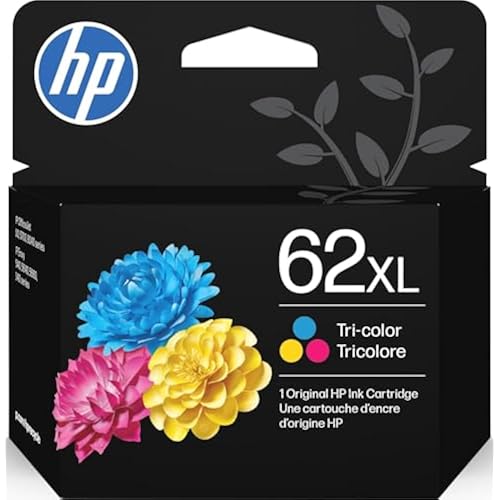 HP 62XL Tri-Color High-Yield Ink | Works with Envy 5540, 5640, 5660, 7640, OfficeJet 5740, 8040, Mobile 200, 250 | C2P07AN | Packaging May Vary