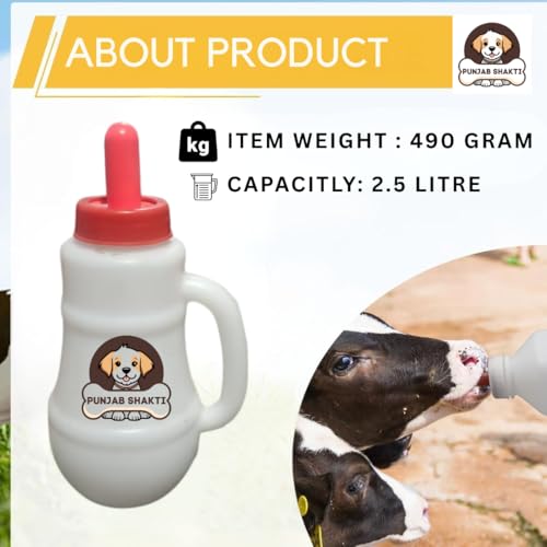 Image of Cow & Buffalo Feeding Bottle - Large Capacity, BPA-Free, Anti-Colic Nipple, Leak-Proof, Durable Plastic, Easy-to-Clean Milk Feeder for Calves, Animals, Dairy Farm Essentials. (2.5 LITRE)