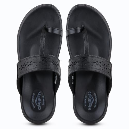 Image of Medifeet Women's Orthopedic Toe-Ring Sandals | Soft Cushioned Slip-On Comfort Slippers | Anti-Skid, Arch Support