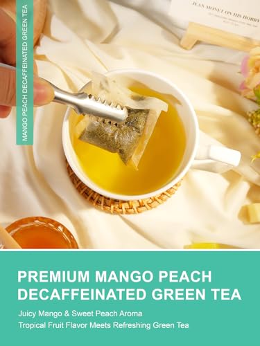 Image of TeeLux Decaf Mango Peach Green Tea, Flavored Decaffeinated Green Tea, 100ct