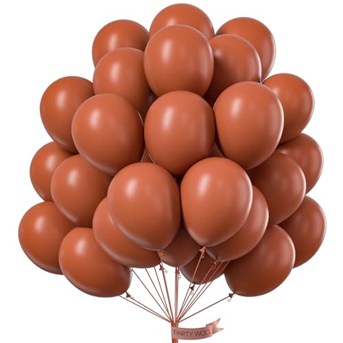 Image of PartyWoo Dark Brown Balloons 50pcs Boho Neutral Coffee Tan Color 12 Inch