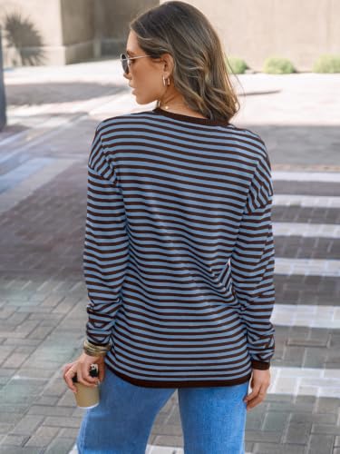 Image of LILLUSORY Womens Striped Lightweight Sweaters 2026 Fall Fashion Outfits | Cozy Knit, Work Office Pullover Crewneck Pullover, Cute Teacher Clothing, Old Money Clothes, Ladies Trendy Long Sleeve Tops