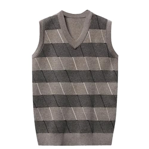 Men's Elegant Casual V-Neck Light Color Sweater Vest Casual Business Work Sleeveless Pullover Sweater Vest