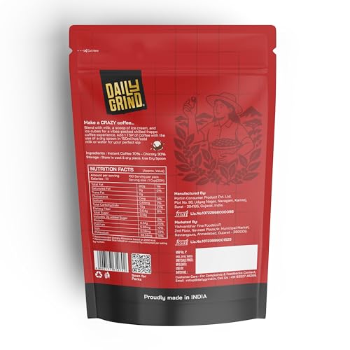 Image of Daily Grind Reserve Instant Coffee Powder 100g | 70% Coffee & 30% Chicory Blend with Strong Taste | Medium Roast | South Blend Instant Coffee for lattes, mochas, Frappes, Cold Coffees