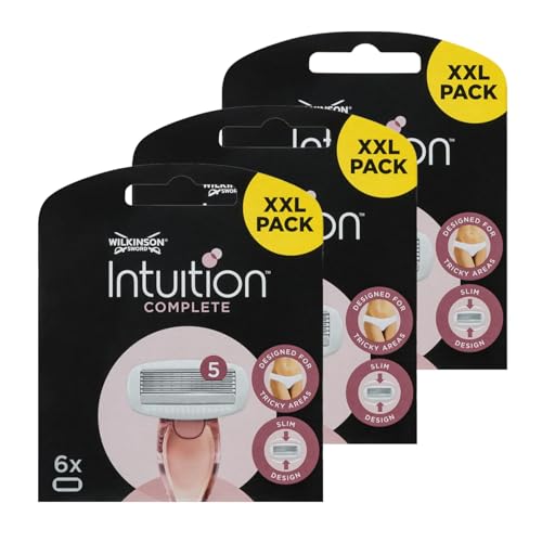 Wilkinson Sword Intuition Complete Women's Razor Blades, 18 Refills (3 XXL Packs of 6), 5-Blade Design
