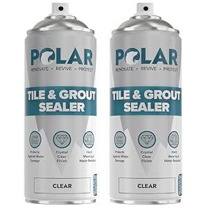 Polar Tile & Grout Sealer Clear Aerosol Spray – 2 x 13.5 Fl Oz | Instantly Waterproofs and Protects Floor Tile Grout | Ideal for Bathroom, Shower & Kitchen | Interior & Exterior Tile Sealer