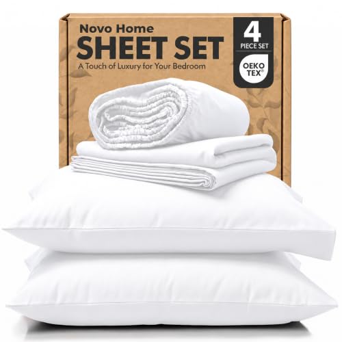 Novo Home Twin XL Sheet Set 4 Piece, Hotel Luxury Microfiber Bed Sheets