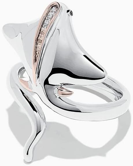 FLYYQMIAO Unique Cute Manta Ray Ring 925 Sterling Silver Stingray Open Ring Ocean Animal Adjustable Cubic Zirconia Ring Stingray Sea Wrap Around Bypass Ring Eternity Band for Women Men Unisex - Image 3