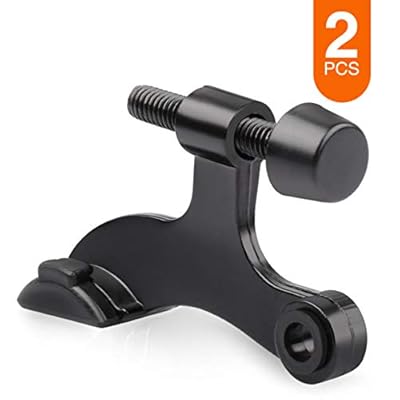 KOVOSCH 2 Pack Hinge Pin Door Stopper Black - Adjustable Heavy Duty Hinge Pin Door Stop with White Rubber Bumper Tips