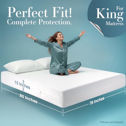 Image of Utopia Bedding King Size Mattress Protector Zippered, 100% Waterproof