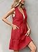 Fisoew Women's Sleeveless Tank Mini Dress Casual Half Zip V Neck Loose Mesh Back Utility Summer Dresses with Pockets Red