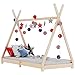 vidaXL Kiefernholz Massiv Kinderbett Hausbett Bettenhaus Spielbett Tipi Indianer Bett Kinderhaus Holzbett Bettgestell Lattenrost 90x200cm
