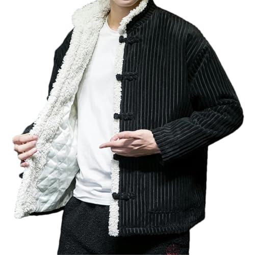 Manteau d'hiver en velours côtelé veste homme chaude col montant coupe-vent