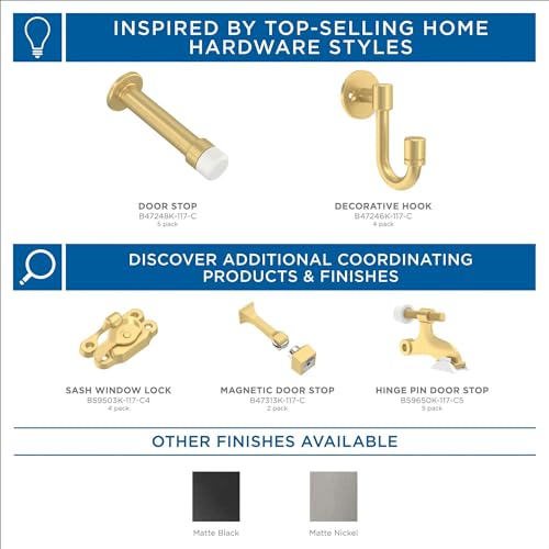 Franklin Brass B47246K-117-C Bar (4-Pack) Single Wall Hooks 1-Prong Coat/Hat Modern Gold Hooks thumb #4