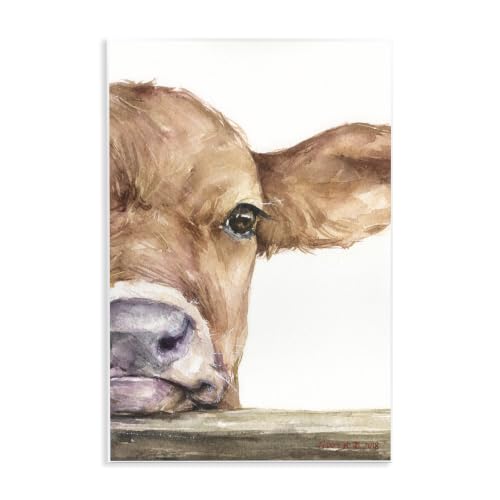 Stupell Industries Baby Calf Cow Resting Head Up-Close Rural, Design by George Dyachenko, 10 x 15, Wall Plaque