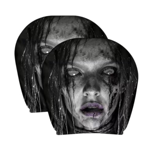Lunaobrik Halloween Headrest Cover, 2-Piece Scary Face Car Seat Decoration