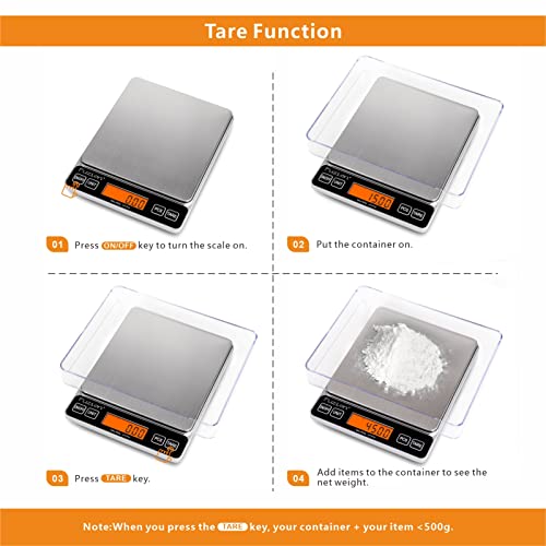 Fuzion Digital Kitchen Scale 500G/0.01G Mini Food Scale Small Jewelry Scale Waterproof Digital Scale Usb Powered Gram Scales Lcd Display Stainless Steel For Ingredients Jewelry Coffe Food #TOP4