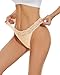 voenxe Seamless Lace Thongs for Women, Cotton Blend No Show Thong Underwear,Ladies Breathable Comfort Panty Soft Laser Cut Undies,Comfy Woman Gym Workout Stretch Tanga Basic