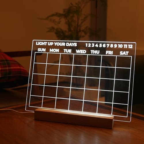 Amazon.com: MemeLight Acrylic Dry Erase Monthy Calendar with Light 13 x