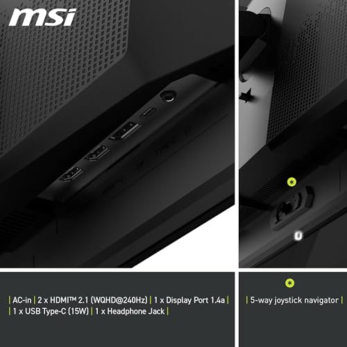 Image of MSI MAG 271QPX QD-OLED E2, 26.5-inch, OLED, WQHD 2560x1440, 240Hz, Black, Quantum Dot, 0.03ms, 99% DCI-P3, DisplayHDR True Black 400, DP, HDMI, USB-C Gaming Monitor