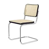 freischwinger thonet s43 46 x 60 cm, h 82 cm Thonet S 32 V Freischwinger mit Wiener Geflecht - schwarz/Chrom glänzend