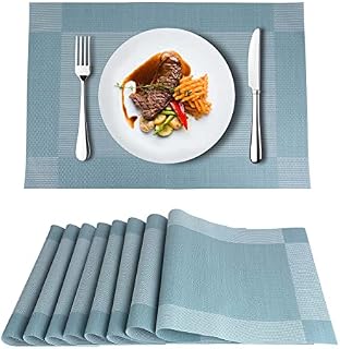 Table Placemats Set Of 8, Heat Resistant Place Mats Fabric Placemats, Washable /Non Slip Pvc Table Mats For Kitchen Indoor Outdoor Dining Restaurant Home, 46cm X 33cm X 29cm
