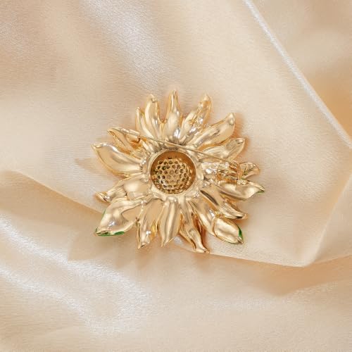 Image of YOQUCOL Sunflower Honeybee Bee Brooch Pin with Bright Austrian Cubic Zirconia Crystal For Women