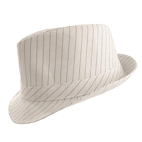 Silverfever Banded Stripe Fedora Pinstripe Thin Brim Trbly Hat Ganster Gatsby Costume Hats Beige #TOP20