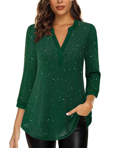 Image of Timeson Women's Short Sleeve V Neck Blouses Shirts Floral Double Layers Mesh Tunics Tops