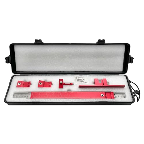 ShineUs Schrank-Hardware-Vorrichtungswerkzeug, für Griffe und Knäufe, Schubladenführungsvorrichtung an Türen und Schubladenfronten – rote Aluminiumbox