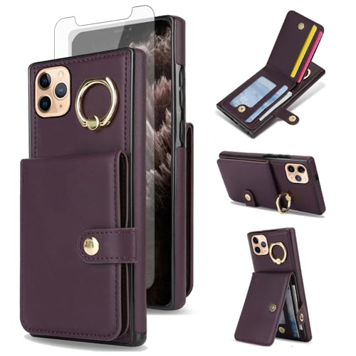Protection anti-piratage RFID pour iPhone 11 Pro Max : coque portefeuille avec verre trempé