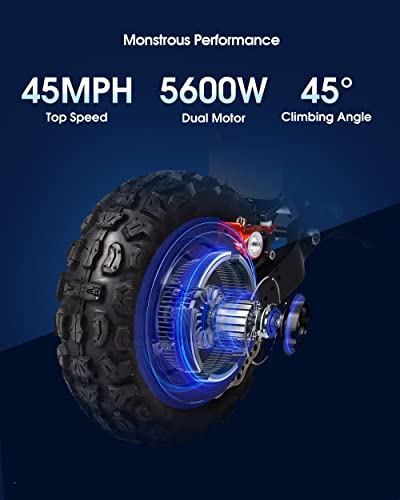 Electric Scooter For Adults - Up To 55 Miles Long Range & 45 Mph, 2800W Dual Motor, 11 Inch Thick Off-Road Tires, Dual Suspensions, Foldable Adults Electric Scooter With Dual Oil Brake System #TOP2