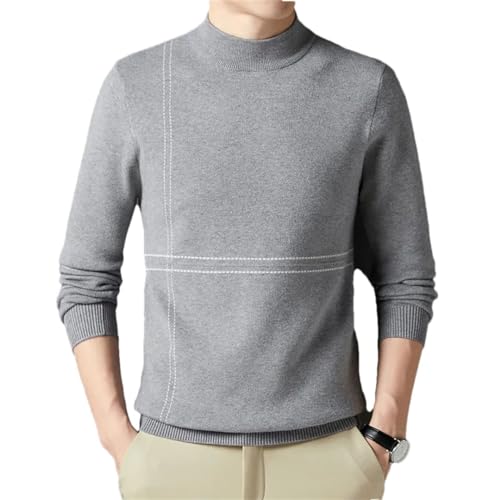 Autumn Winter Classic Stripe Contrast Color Half Turtleneck Men Fit Thick Warm Sweater Business Casual Classic Pullover