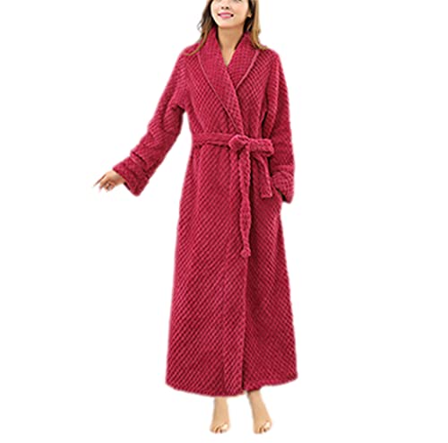 Peignoir hiver épais chaud flanelle femme rose L robe de chambre douce