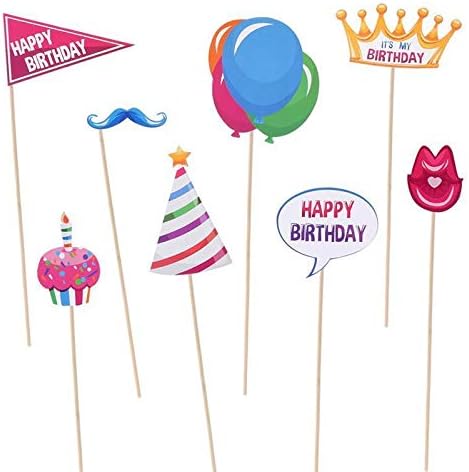 Happy Birthday Photo Booth Props Funny Birthday Decor for Celebrating Birthday Party Photo Booth Props- Set of 18